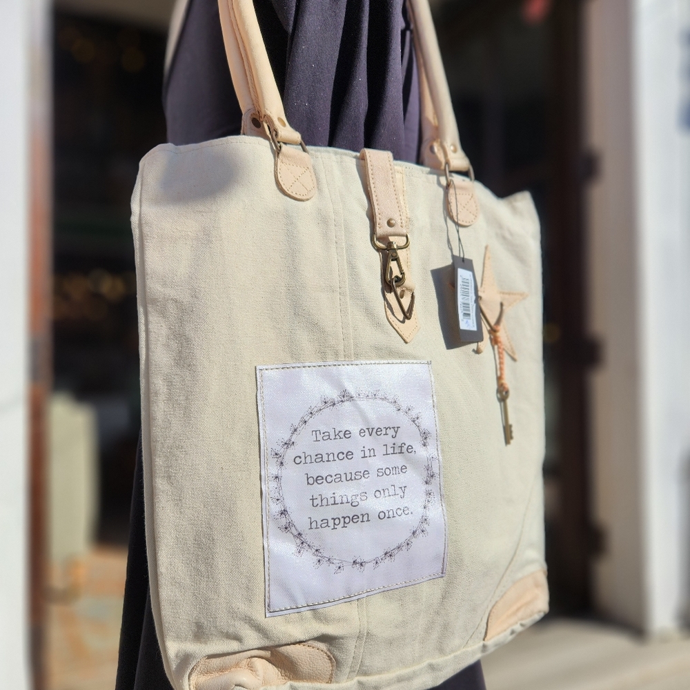 Take Every Chance Totebag - One-of-a-kind Bag made from recycled materials - Picture 7 of 15